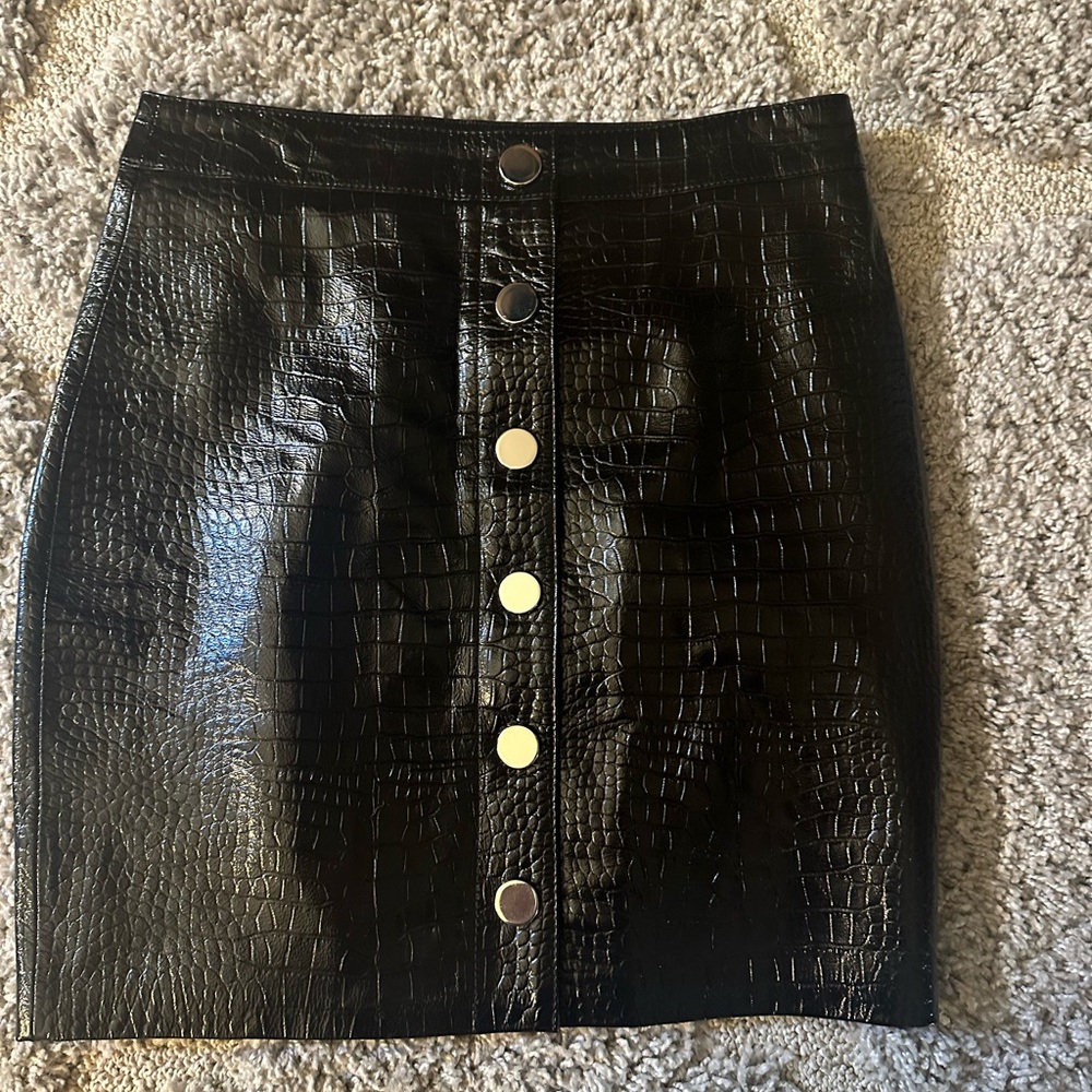 All Saints Black Leather Skirt